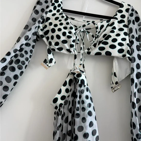 PatBO Black and White Polka Dot Dress